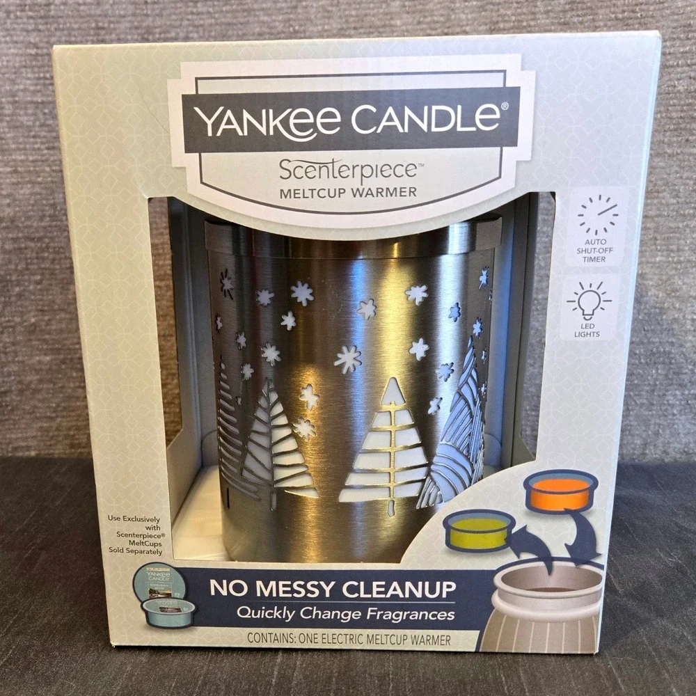 Yankee Candle Scenterpiece MeltCup Warmer Silver Christmas Tree LED Timer + Melt